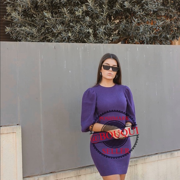 BLOGGERS FAVORITE ZARA PUFF SLEEVES KNIT DRESS - Picture 6 of 8